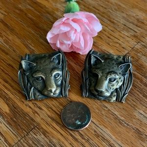 JJ Jonette 1986 Signed Leopard Post Back Earrings